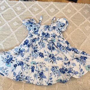 Blue Floral Ruffled dress
